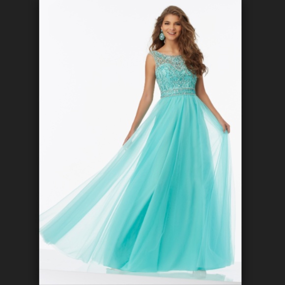Mori Lee 99042 gown in aqua